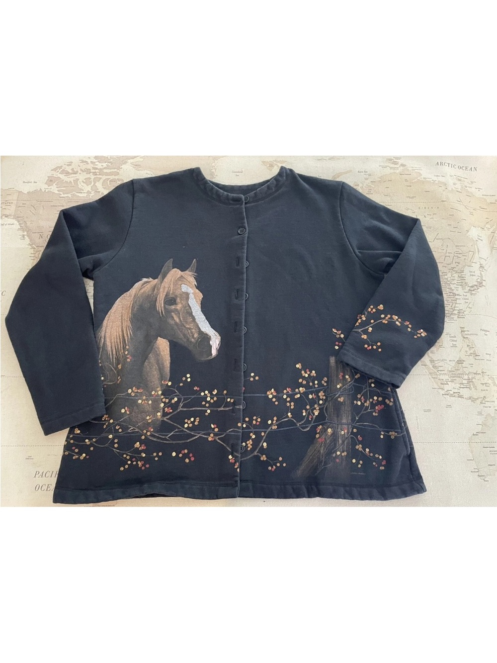 Vintage Sweatshirt Cardigan Large Horse Artisans Size Large